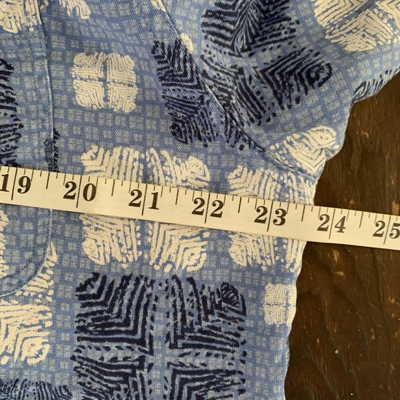 Nat Nast Mens Blue Silk Cotton Geometric Print Short Sleeve Button Down Shirt L - Picture 6 of 7